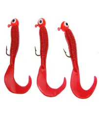 17pcSset Soft Fishing Lures Lead Jig Head Hanch Grub Worm Baits de silicone macio SHADS Pesca Pesca Tackle