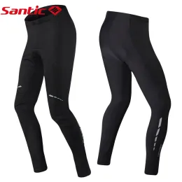 Pants Santic Men Winter Cycling Pants Pro Fit Coolmax 4d Pad Shockproof Fleecekeep Warm Antipilling Cycling Long Pants Wm8c04105