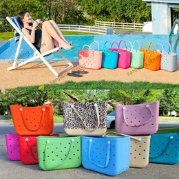 Solid Printed EVA Beach bag Large Silicone totes Womens Plastic Handbag Travel Outdoor Picnic Swim Shopping cosmetic Bags Basket 2024 Summer Jelly Purse 38CM 48CM