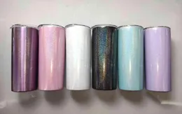 Copo de sublimação de 20 onças de glitter canecas canecas de aço inoxidável tumber magro tumblers arco -íris canecas de café com isolamento de vácuo WI3919519