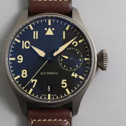 Titanyum Yüksek kaliteli erkekler Pilot Otomatik Mekanik Saat 46 mm büyük kadran Safir Ayna Eller Doku Mükemmel Takip Ters Takım Ultra lüks saatler