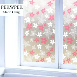 Adesivi per finestre pekwpek no-gluey cling pellicola rossa/bianca foglie Privacy vetro per la sicurezza e la decorazione per la casa 30-70 cm 3m