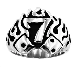 Fanssteel Stainless Steel Mens أو Wemens Jewelry Signet Flame Lucky Seven Gamble Dice Ring Number FSR10W8686405