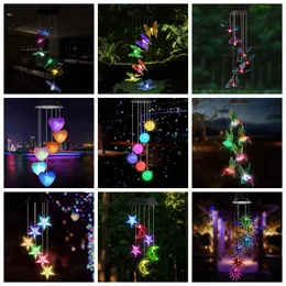 LED Solar Wind Chime Crystal Ball Hummingbird Light Light تغيير معلق للماء للحديقة المنزلية 240411