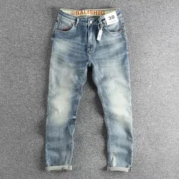 Erkekler Kot 2024 İlkbahar ve Yaz Denim Nakış Sızıntıları Modeli Küçük Düz Bacak Gündelik Uzun Pantolon 114