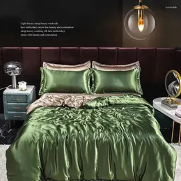 Kissen 4 Stcs Feste Farbbettwäsche Set Luxus weiches Blech und Kissenzüge Qualität Quilt Cover Sommerbett für Zuhause