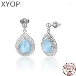 أقراط التدوير XYOP 2024 المجوهرات 925 Silver Larimar المستوى الأنيق للتفرد