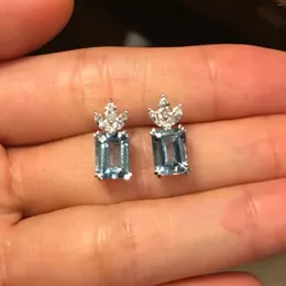 Stud Küpe Gerçek 925 STERLING Gümüş 14K Altın Ananas Zirkon Düğün Lüks Takı Toptan Para Piercing