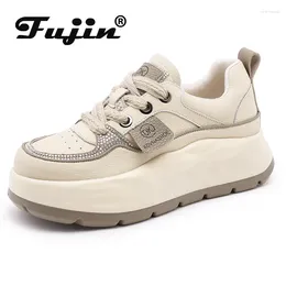 Casual Shoes Fujin 6cm Platform Wedge Sneakers Spring Autumn Walking Cushioned Chunky Genuine Leather Women Summer Supporive Fashion