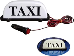 Luz de sinal de táxi de 12V, magnético Taxi Taxi Cab Roof Sinal iluminado, sinal de táxi LED Base selada com cabo de alimentação de 3m, concha branca e LED branco