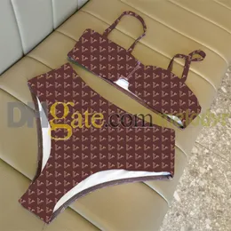 Kadınlar Push Up Bra Bikini Set Mektubu Baskı Biquinis Yaz Plajı Yüzme Mayosu Yüksek Bel Yastıklı Mayo