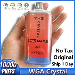 WGA The Crystal Pro Max 100000 퍼프 일회용 vape 펜 2% 니코틴 vapes e 담배 10k 12k 15k 퍼프 바 증기 Vapers Vaper