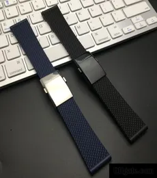 브레이슬릿 최고의 브랜드 품질 Navitimer/Avenger/Strap 24mm Watchband Bracelet9148521 용 Black Blue Soft Silicone 고무 감시 대역