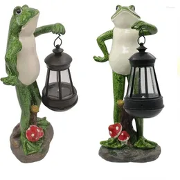 Garden Decorations Solar Statues Of Frog Figurinee With Lantern-Outdoor Lawn Decor Courtyard Sculpture Resin Horticultural Ornaments