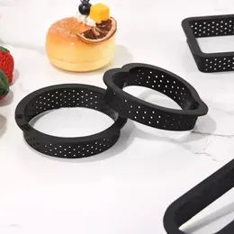 Pişirme Kalıpları 8 PCS DIY TART YÜZÜK KALIP KAPAK ARAÇLARI FRANSIZ TESLİĞİ PAKEWARE KESME Yuvarlak Şekli Dekorasyon Aracı Delikli Mus Dairesi