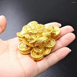 Dekorative Figuren Feng Shui Gold Weasty Frog Toad Figur Harzhandwerk, um Gool Luck Money Success Home Office Schreibtisch Dekoration anzuziehen