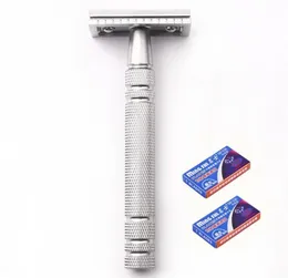 1Razor 10 Blades Men Shaving Classic Safety Razor Manual Shaver Matte Nonslip Blank Brass Brass Long Honge Double Edge Razor253C6762863