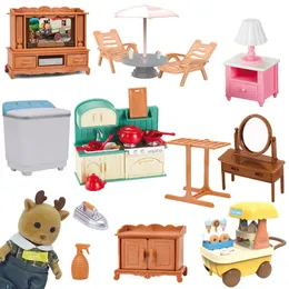 Forest Family Doll 1 12 Dollhouse Kitchen Accessories 미니 모델 순록 동물 미니어처 가구 소녀 선물을위한 연극 240407