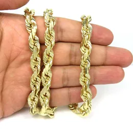 3Mm Rope Customized Sliver Hip Hop Style 10K 14K Plated Gold Cord Chain Necklace Fancy Jewelry