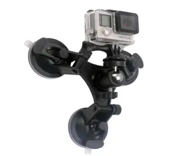 Car Windshield Triple Vacuum Suction Cup Fat Gecko Mount Holder Bracket with Pan Tilt for Gopro SJCAM Action Camera DSLR camera2471000