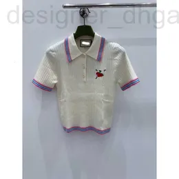 Tanques femininos Designer Camis 24 Novo Polo Polo de mola malha Mangas curtas com design de cores contrastantes, versátil para Socialites College PSA9