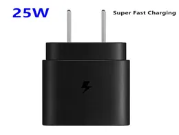 100 Original Typec Chargers Note 10 USB C Fast Charging EU US Quick Charger Adapter PD 25W POWER POWER SILP for Samsung Galaxy NO7748557