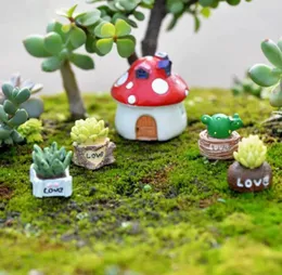 Figurine decorative Lettera d'amore Mini artificiale pianta carnosa di cactus micro paesaggio in miniatura in vaso da giardino vaso per la casa #209