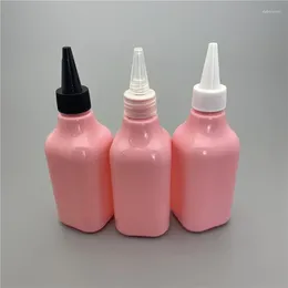 収納ボトル200ml x 24空のピンク色のプラスチックスクエア色素尖ったマウストップキャップe液体パッケージングコンテナツイスト