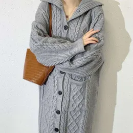 Versione coreana autunno e inverno Nuovi colpi di pasta fritta in stile pigro sciolte magnificanti cardigan collare versatile casual coviglia a colori solidi