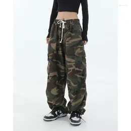 Женские брюки американский стиль высокая улица Retro Hip-Hop камуфляж рабочая одея