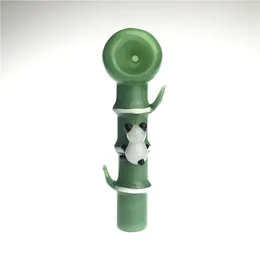 Glass Smoking Pipe with 4.72 Inch Colorful Simulated Pandas Eating Bamboo Funny Artworks Thick Pyrex Glass Hand Pipes