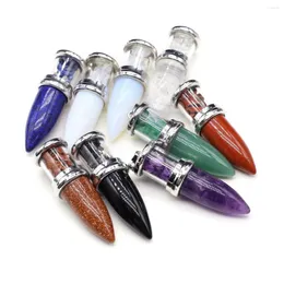 Colares pendentes de jóias de reiki pêndulo de cristal natural desejando forma de garrafa lazuli encantos para fazer colar de bricolage