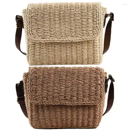 Worek kobiety splatają słomkę nadmorską crossbody vintage tkackie messenger Regulowany pasek ręcznie robiony elegancki hobo