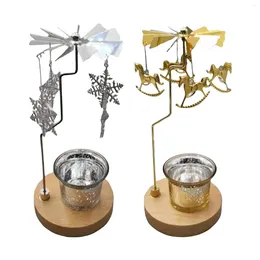 Ljusstakar som roterar ljusstake Tea ljushållare Dekorativ metall för skrivbordsår sovrum Restaurangfester