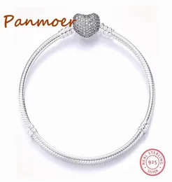 豪華なAuthetic 100％925 Sterling Silver Hearts Shape Gold Color Backle Charm Charm Beads Fit Pandoras Bracelet for Women3032498