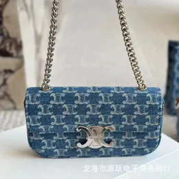 Bolsa de praia Danning jeans azul ava nicho popular design celular Chain triunfal Chain horizontal bolsa de celular saco de ombro único ombro