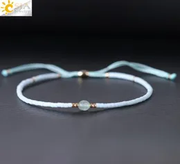 CSJA 2018 Light Blue 15pcs Miyuki Baded Bracelets Pulseira Feminina 수제 로프 체인 브레이슬릿 패션 작은 크기 씨앗 비드 JE7456026