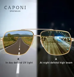 Caponi Vintage Sunglasses Pochromic Polarized Fashion Ieewear for Men Square Night Vision Driving Sun Glases UV400 BSYS80023329628