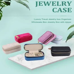 Travel Caes Jewelry Leather Luxury Wholesミニポータブルジュエリーボックスベルベットストレージオーガナイザーリング241K