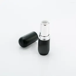 Lagringsflaskor 12,1 mm Luxury Lip Container rund huvud svartrosa läppstift tomt rör