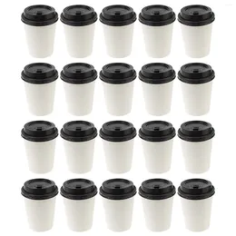 Engångskoppar sugrör 50 datorer kaffemugg med lock koppar takeaway papper enkelskikt lock behandlade espresso