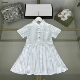 豪華な女の子のパーティードレスブルーファインストライプベビースカートサイズ100-150 cmキッズデザイナー服アカデミックスタイルプリンセスドレス24april