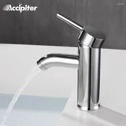 Rubinetti del lavandino da bagno Accepiter Crome rubinetto e miscelatore d'acqua fredda Tocca Basino a foro singolo Elbow