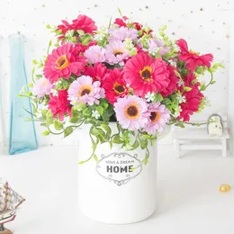 Decorative Flowers Autumn Artificial Sun Flower Silk Bouquet Rose Peony Gerbera True And Fake DIY Vase Home Wedding Christm