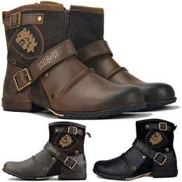 Mens Ankle Boots High Quality Work Cowboy Boots Zipper Up Motorcykelstövlar Män Fashion Western Boots Plus Size 39-48 240411