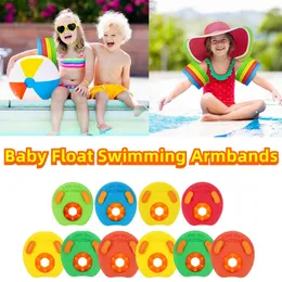 Baby Float 6pcs مجموعة أقراص سباحة Eva Foam أشرطة ذراع عائمة الأكمام قابلة للنفخ في بركة تعويم الأطفال دوائر السباحة 240415