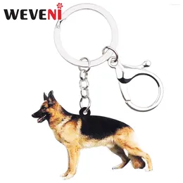 Keychains Weveni Acrylic German Shepherd Dog Key Chains Holder Animal Jewelfy for Women Girls Bag Car Purse Charms Wholesale