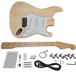 Kabel DIY E -Gitarren -Kit St Style Basswood Body Maple Hals Fingerboard 21 Bund