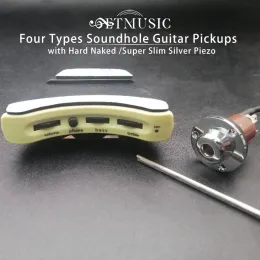 Pickup per chitarra cavi soundhole pickup bianco con piezolaio d'argento o piezo nudo duro con output di endpin