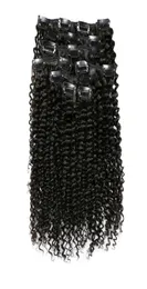 7PCSSET 120G Afro Kinky Curly Clip w ludzkich włosach przedłużenia Peruwiańskie Remy Fryzury